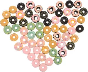 Angoily 60pcs Mixed Style Flat Back Donut Charms for DIY Crafting Cute Miniature Decorations for Handmade Phone Cases Dollhouses and Creative Projects