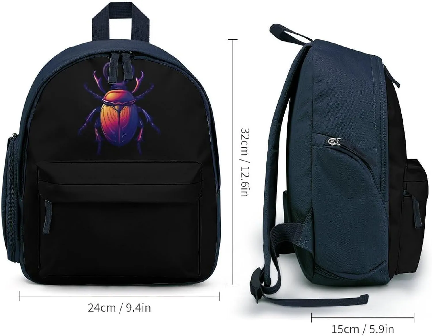 Animal Beetle Insect Occult Bug Laptop Backpack 12.6 Inch Lightweight Travel Daypack Bookbag Blue-style
