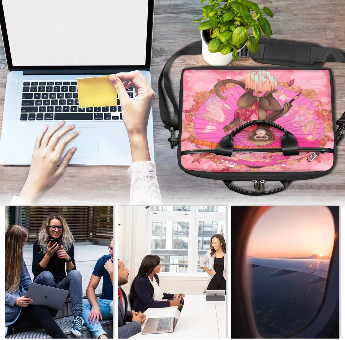 Animal Monkeys Decor Laptop Shoulder Bag for Tablet Computer Notebook Sleeve Messenger Carrying Case Briefcase Tote