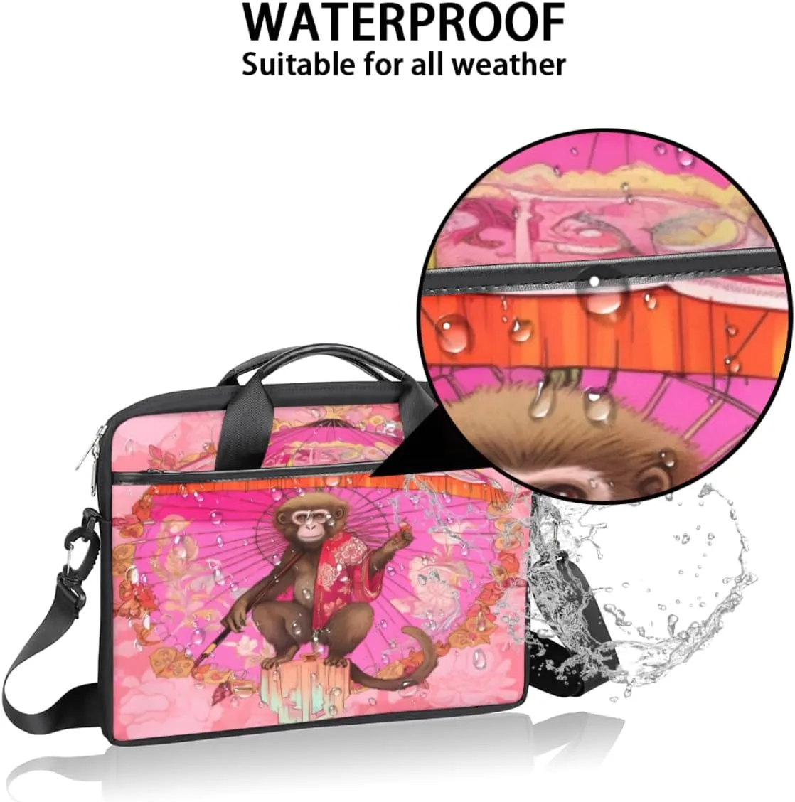 Animal Monkeys Decor Laptop Shoulder Bag for Tablet Computer Notebook Sleeve Messenger Carrying Case Briefcase Tote