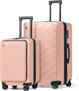 AnyZip Luggage Set 2 Piece Suitcase Set Carry On with Pocket Compartment ABS PC Spinner Wheels TSA Lock
