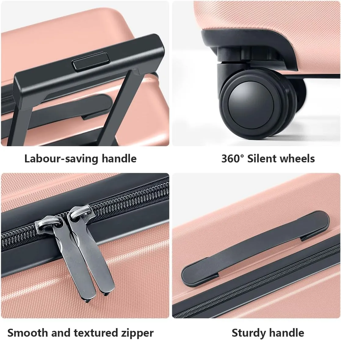 AnyZip Luggage Set 2 Piece Suitcase Set Carry On with Pocket Compartment ABS PC Spinner Wheels TSA Lock