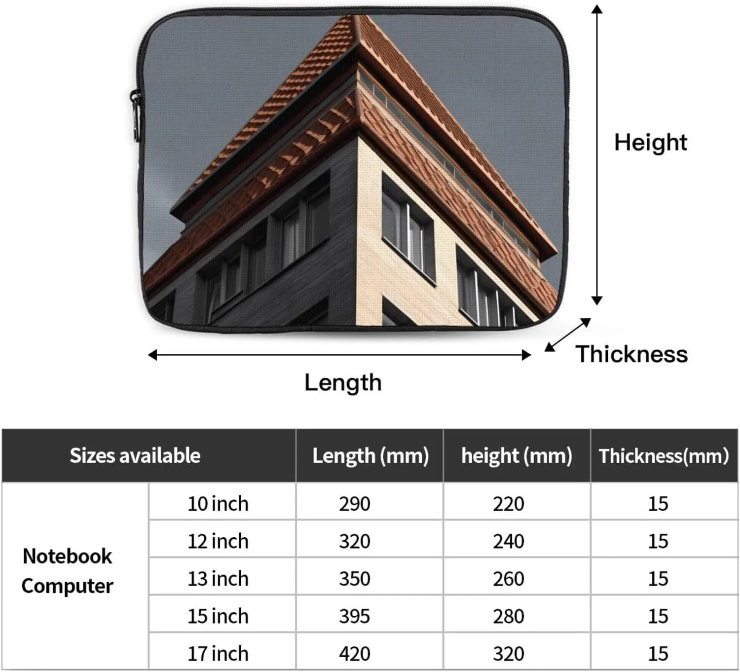 Architecture roof Laptop Case 17 inch, Shockproof Protective Computer Sleeve Cover Water Resistant Laptop Bag Carrying Tablet Cover Briefcase Handbags Gifts for Men Women