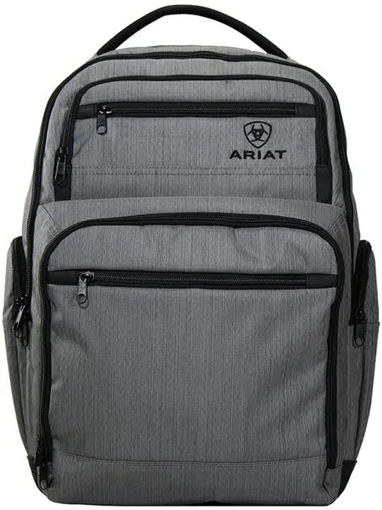 ARIAT Unisex Adult Classic Logo Canvas Backpack, Gray, One Size
