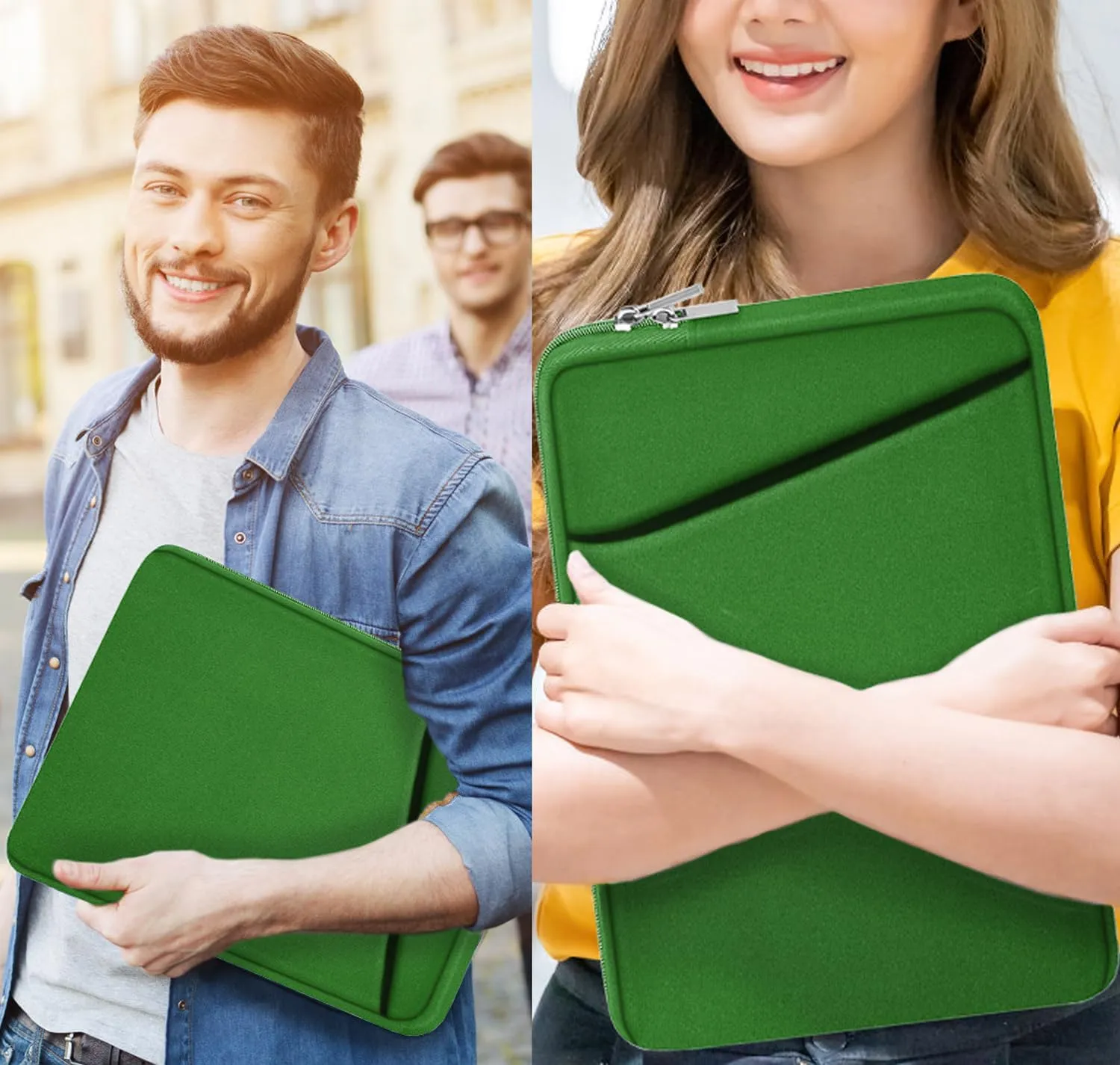 Askuko Laptop Sleeve 15.6 inch, Shockproof Protective Computer Case, Handbags Portable Laptop Bag for HP Dell Asus Lenovo Notebook Computer with Front Pocket, Dark Green