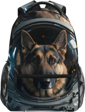 Astronaut German Shepherd Dog Space Backpack 3rd 4th 5th Grade School Bookbag Travel Laptop Daypack Bag Purse for Boys Girls Teens