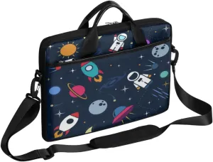 Astronaut Spaceshuttle Laptop Shoulder Bag Cartoon Cute Computer Bag Sleeves Briefcase Laptop Shoulder Messenger Bag with Handle Strap, Fits Laptop 14-15.6 Inch