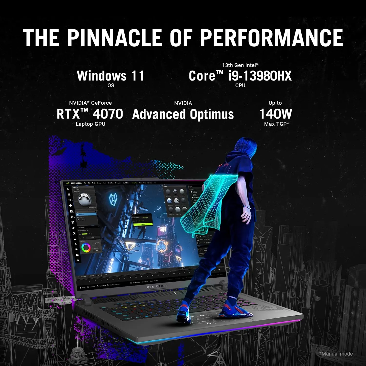 ASUS ROG Strix G16 (2023) Gaming Laptop, 16” Nebula Display 16:10 QHD 240Hz, GeForce RTX 4070, Intel Core i9-13980HX, 32GB DDR5, 1TB PCIe SSD, Wi-Fi 6E, Windows 11 Pro, G614JI-XS96,Eclipse Gray