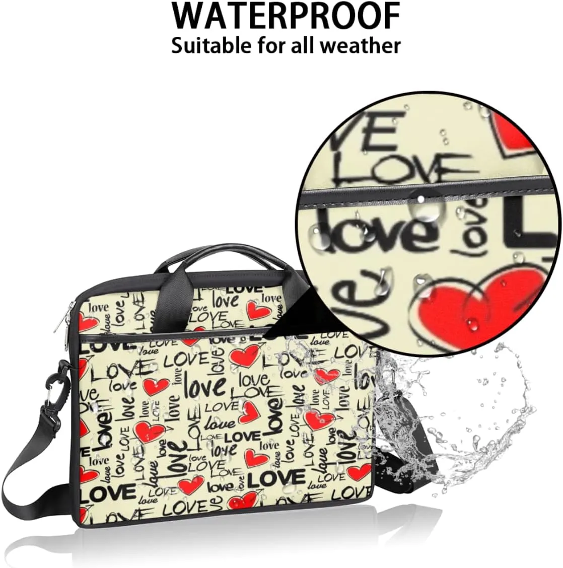 Autumn Forest Animals Birds Laptop Shoulder Messenger Bag Waterproof Laptop Briefcase with Handle and Padded Strap