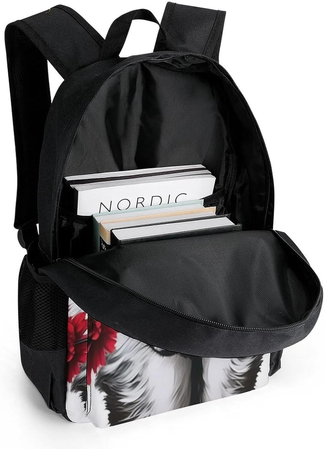 Awesome Wolf Rose Art Rucksacks Lightweight Multipurpose Anti-Theft Shoulder Bag Big Capacity Laptop Book Bag Rucksack With Padded Straps