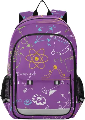 Backpack Daypack Shoulder Bag Rucksack Purple Physics Science Formulas Education Symbol Hand Written Luggage Bag for Gym Sports Casual Knapsack