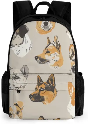 Backpack for Men Women Laptop Backpack Dog Head Pattern Casual Daypack Laptop Bag for Travel