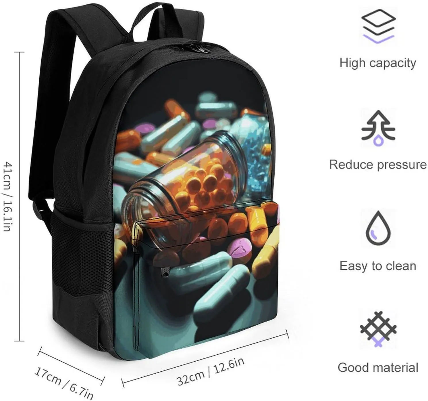 Backpack for Men Women Laptop Backpack Medicine Pills Casual Daypack Laptop Bag for Travel