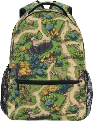 Backpack for Women Men Waterproof Diaper Bag Backpack with Chest Strap for Travel Trip Boho Game Map