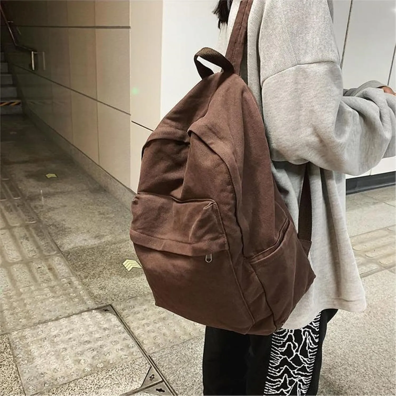 Backpack Y2k Backpack Canvas Backpack for Men College Backpacks for Women (Brown)