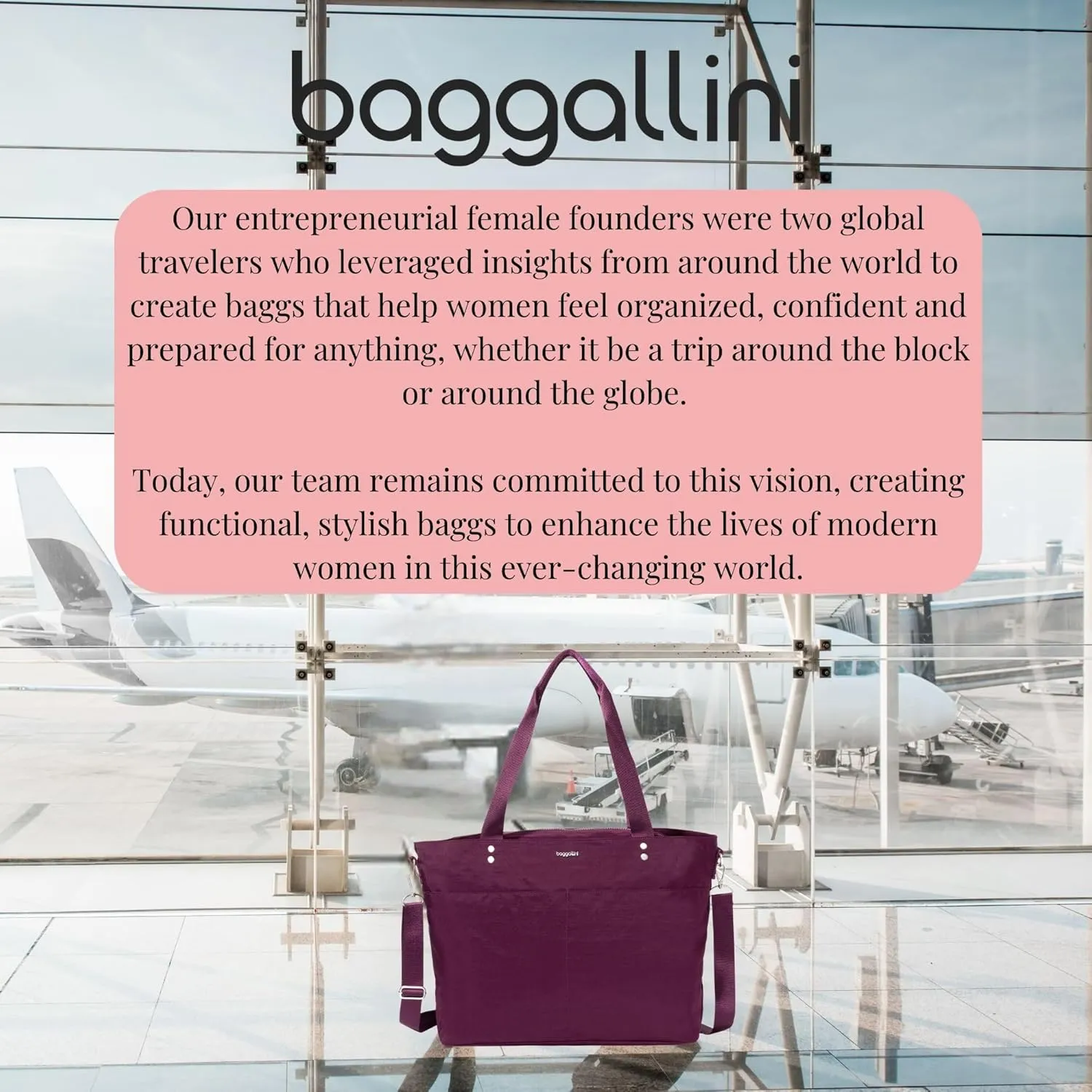 Baggallini Carryall Laptop Tote-Medium 12x19 Inch Travel Crossbody Shoulder Bag
