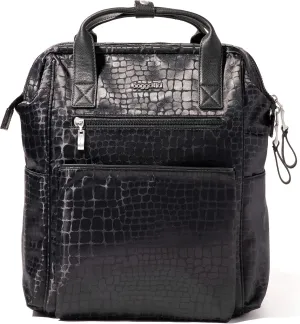 Baggallini Soho Backpack - Travel Laptop Backpack for Women - Lightweight Water-Resistant Luggage Bag, Black Croc Jacquard