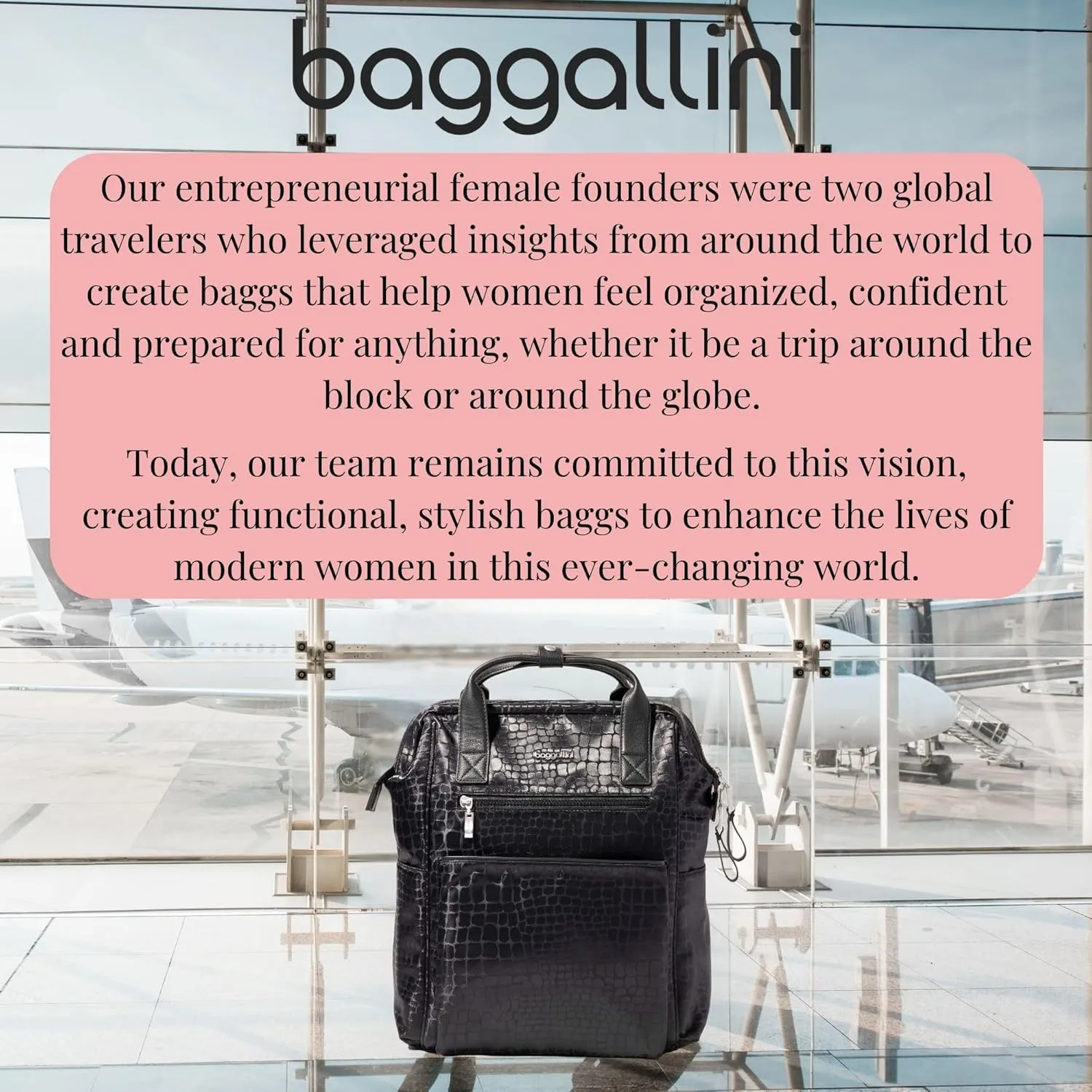 Baggallini Soho Backpack - Travel Laptop Backpack for Women - Lightweight Water-Resistant Luggage Bag, Black Croc Jacquard