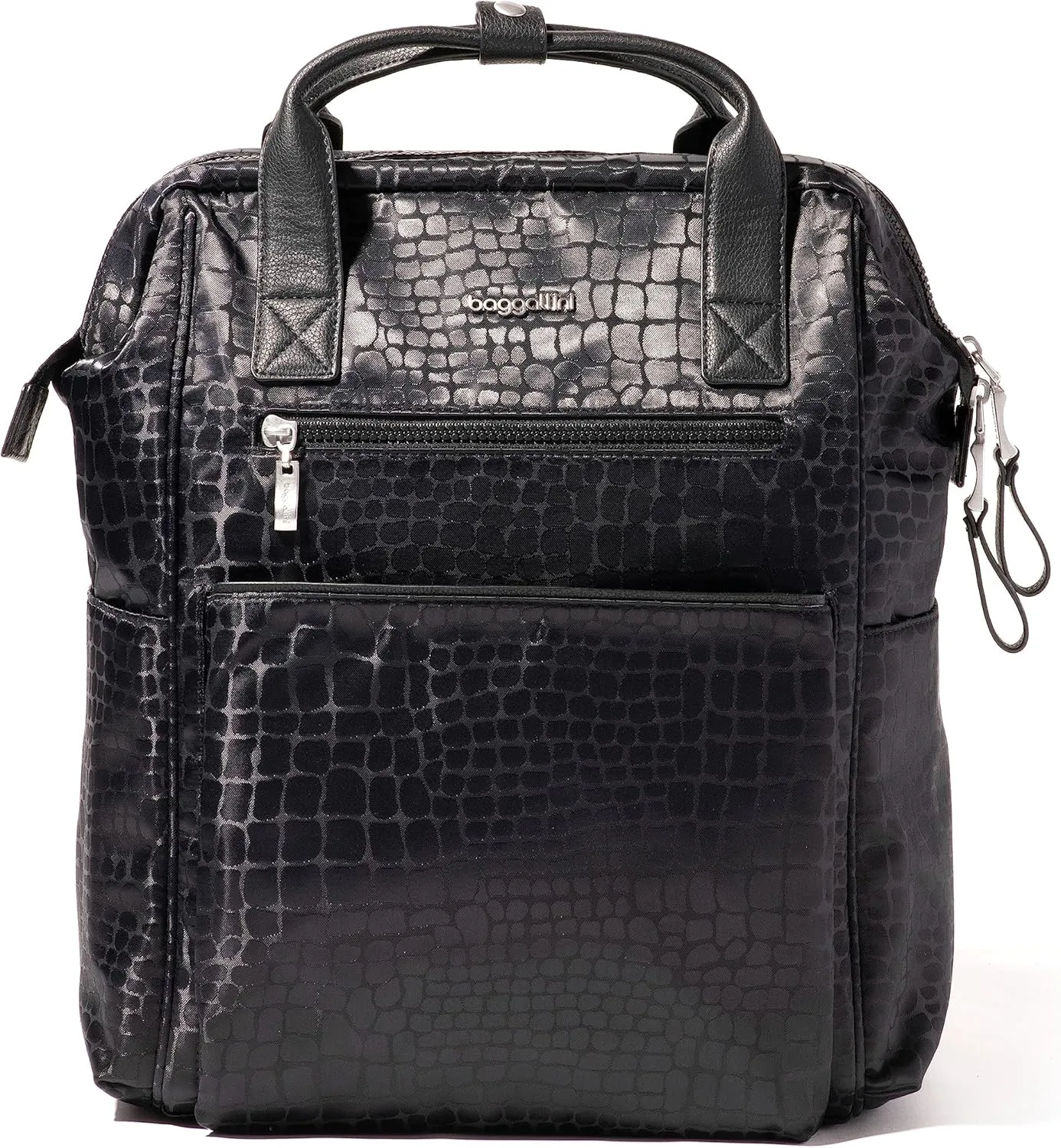 Baggallini Soho Backpack - Travel Laptop Backpack for Women - Lightweight Water-Resistant Luggage Bag, Black Croc Jacquard