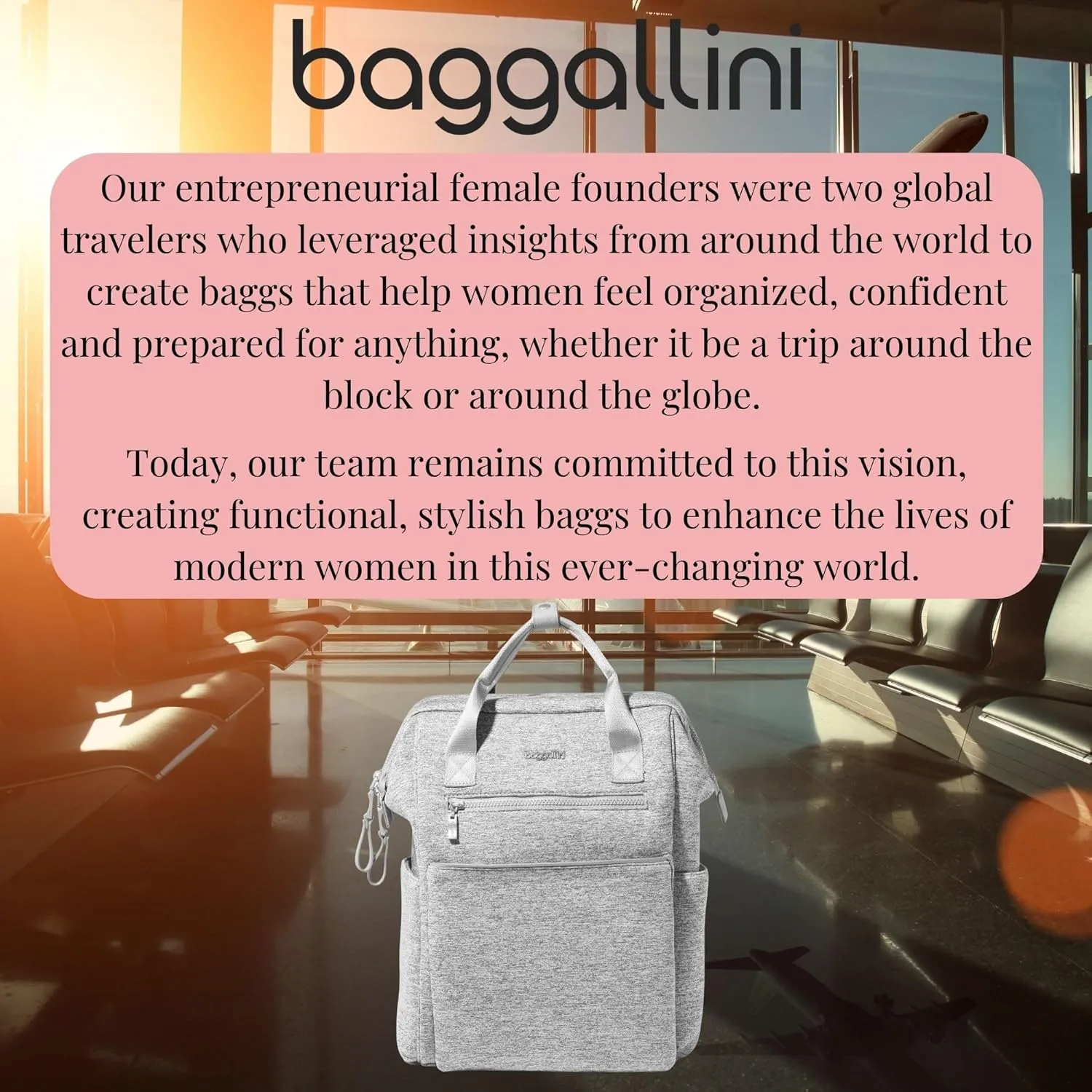 Baggallini Soho Backpack - Travel Laptop Backpack for Women - Lightweight Water-Resistant Luggage Bag, Heather Grey Neoprene