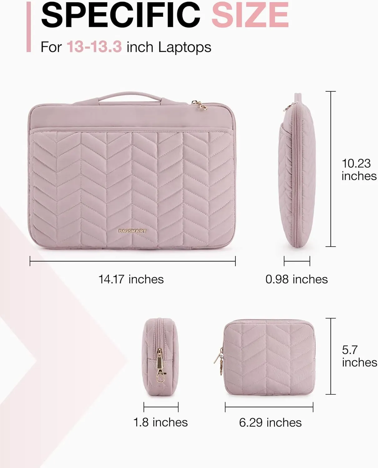 BAGSMART 13-14 inch Laptop Sleeve with Handle, Puffy Padded Laptop Case Fitted with MacBook Air Pro 13.3-14 inch, Dell, HP