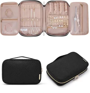 BAGSMART Jewelry Organizer Bag Travel Jewelry Storage Cases for Necklace, Earrings, Rings, Bracelet, Black