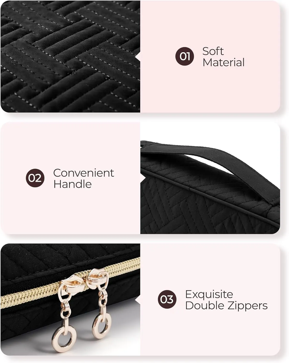 BAGSMART Jewelry Organizer Bag Travel Jewelry Storage Cases for Necklace, Earrings, Rings, Bracelet, Black