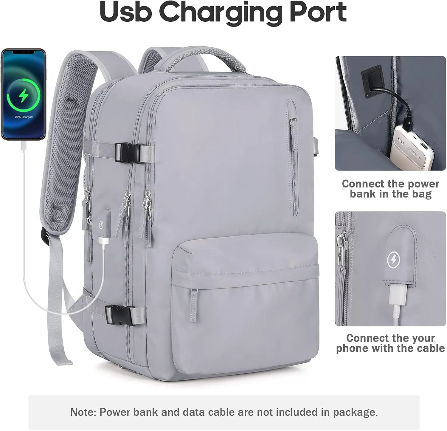 Bagsure Large Travel Backpack for Women Men, 45L Expandable Carry On Backpack, 17 Inch Laptop Backpack Waterproof College Business, Flight Approved