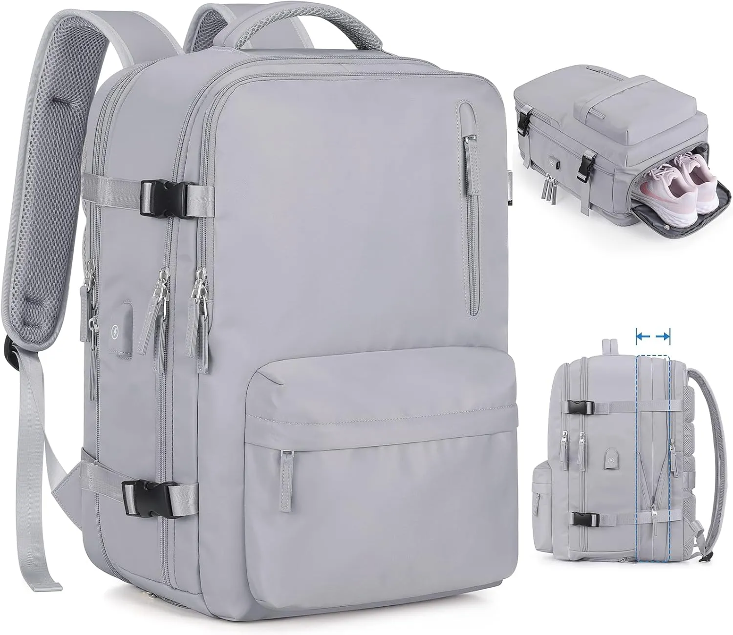 Bagsure Large Travel Backpack for Women Men, 45L Expandable Carry On Backpack, 17 Inch Laptop Backpack Waterproof College Business, Flight Approved