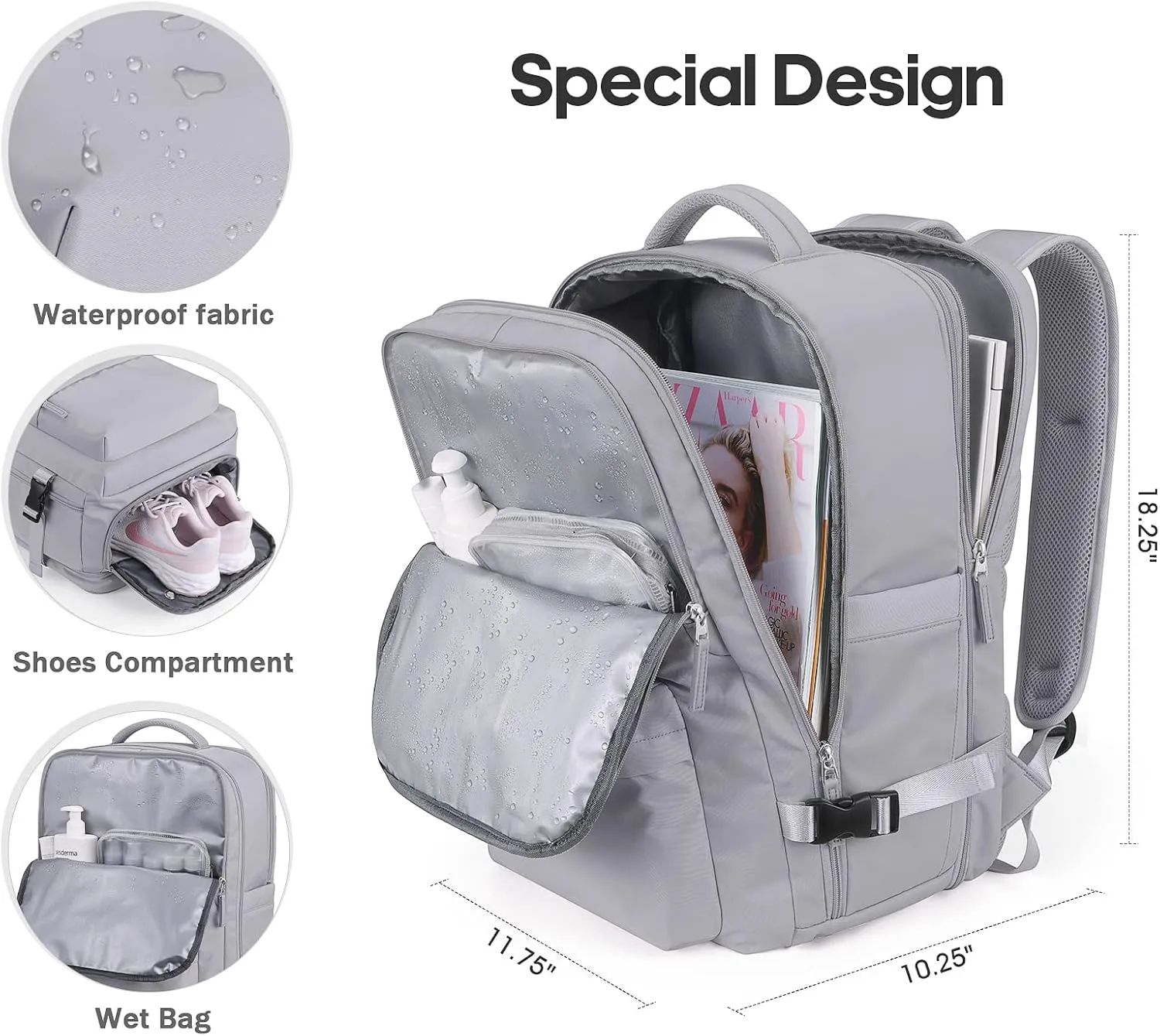 Bagsure Large Travel Backpack for Women Men, 45L Expandable Carry On Backpack, 17 Inch Laptop Backpack Waterproof College Business, Flight Approved