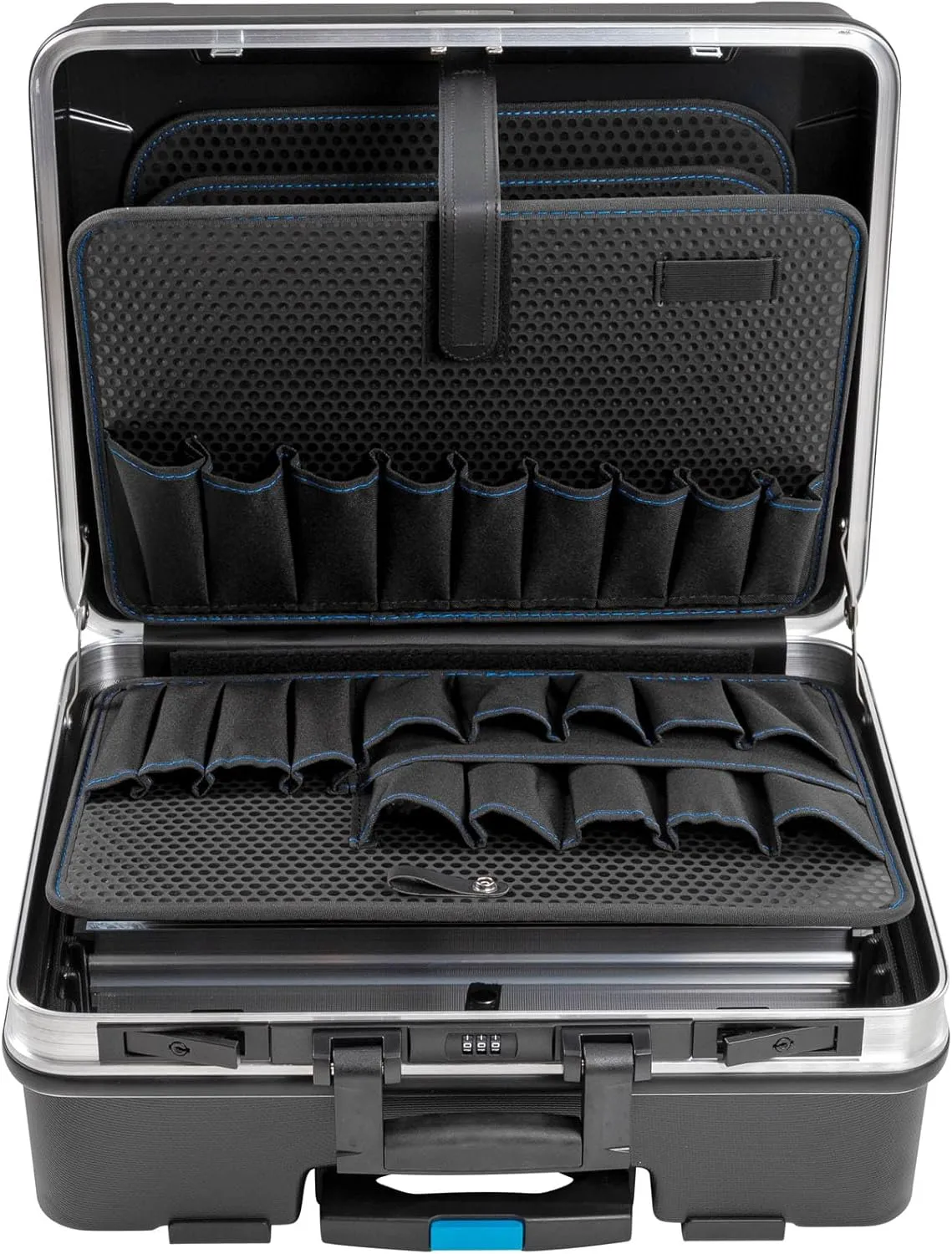 B&W International GO Portable Wheeled Rolling Tool Case Box with Pocket Boards, Black