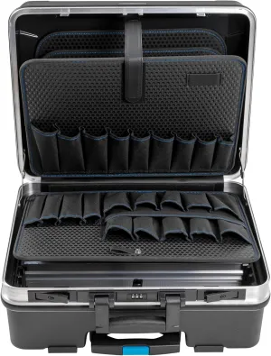 B&W International GO Portable Wheeled Rolling Tool Case Box with Pocket Boards, Black