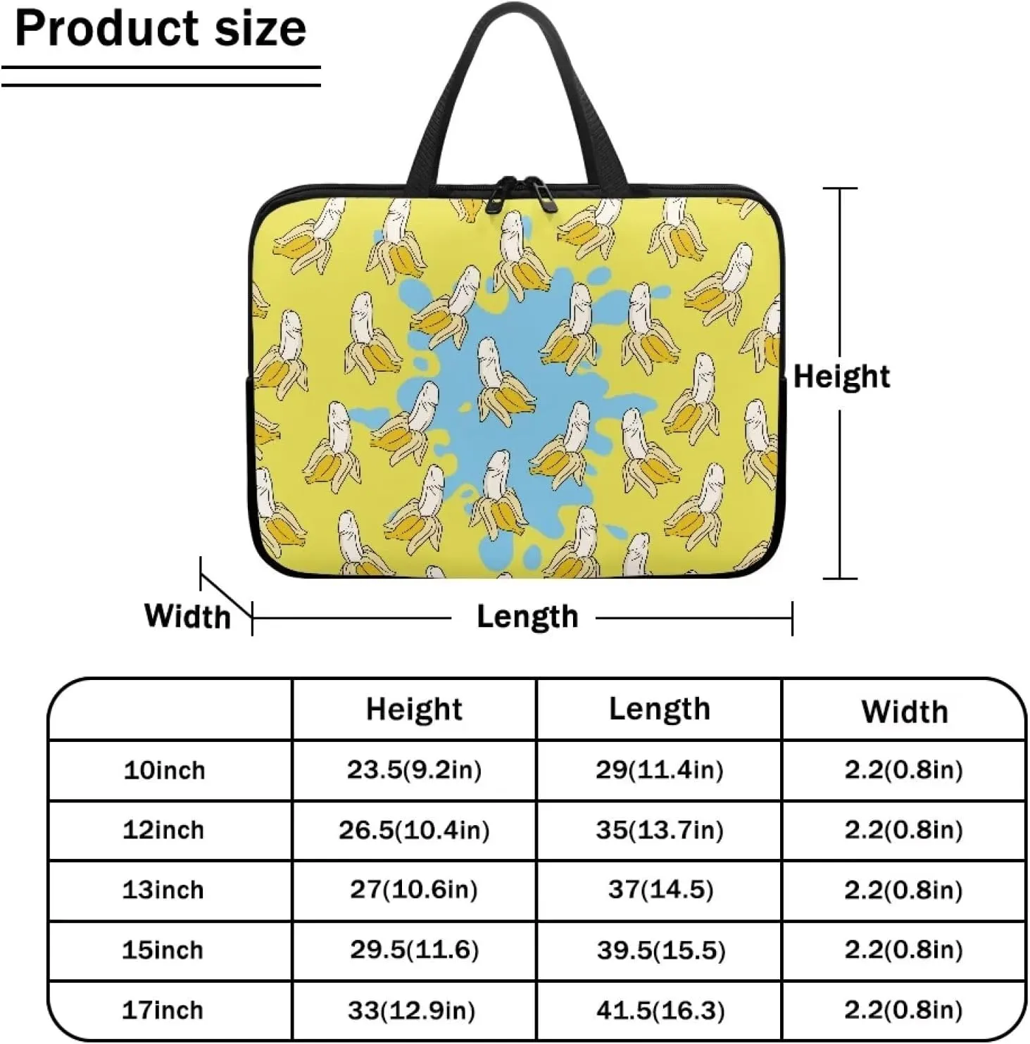 Bananas Print Laptop Tote Bags for Women Girls Laptop Work Bag with Handle 17.3Inch Large Teacher Laptop Tote Bag Cute Laptop Sleeve Case Computer Bag Notebook Bag Handbag Briefcase