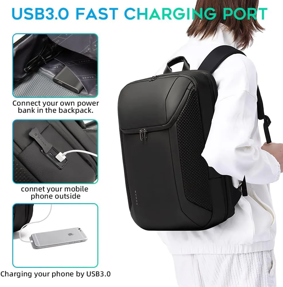 BANGE Smart Business Laptop Backpack Waterproof can fit 15.6-17.3 Inch Laptop with 3.0 USB charging port for men and women
