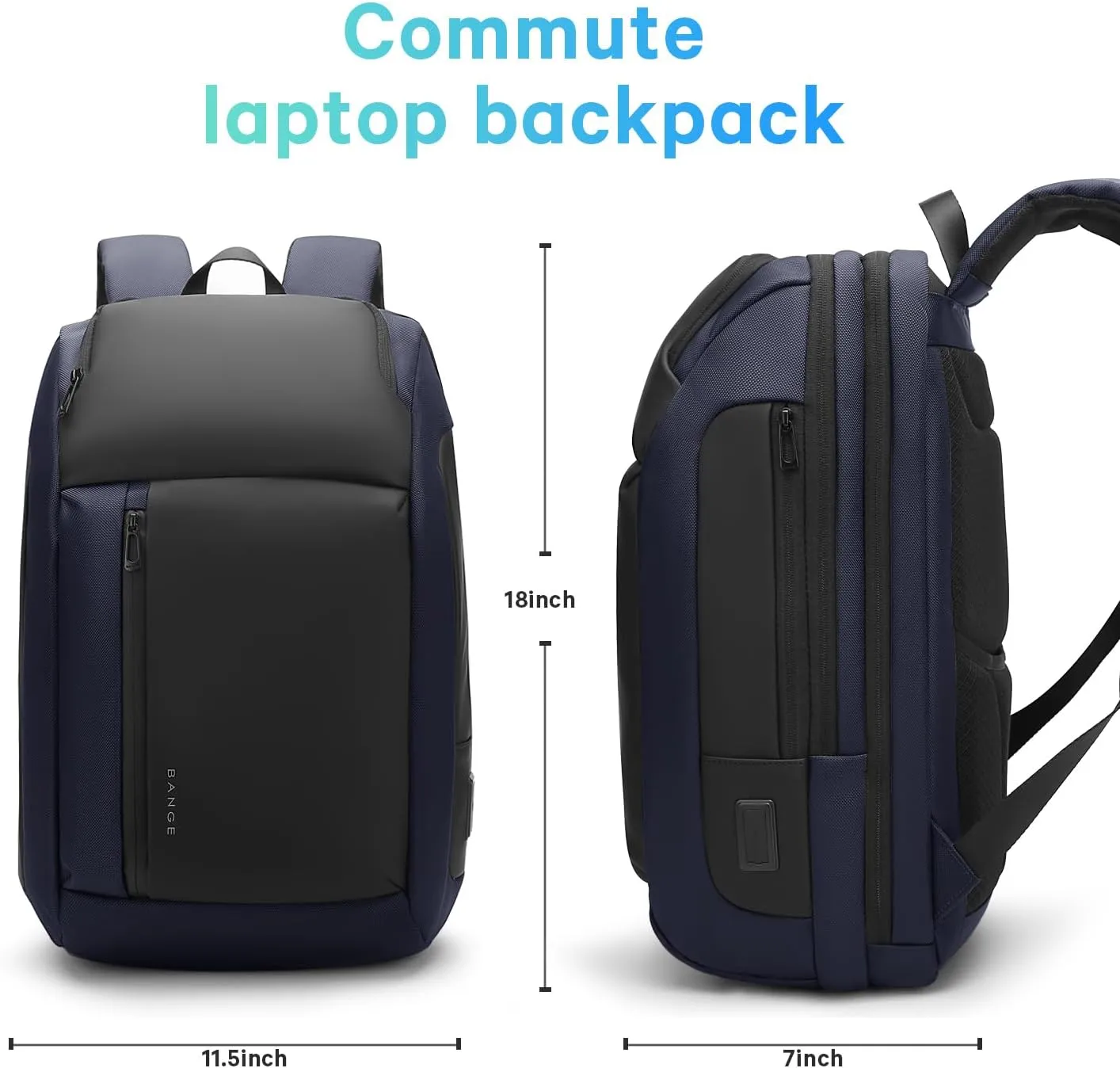 BANGE Travel BackpacksOvernight Laptop Carry-On Backpack for Airplanes Waterproof 15.6 inch Laptop Backpack for Men and Women (Blue)