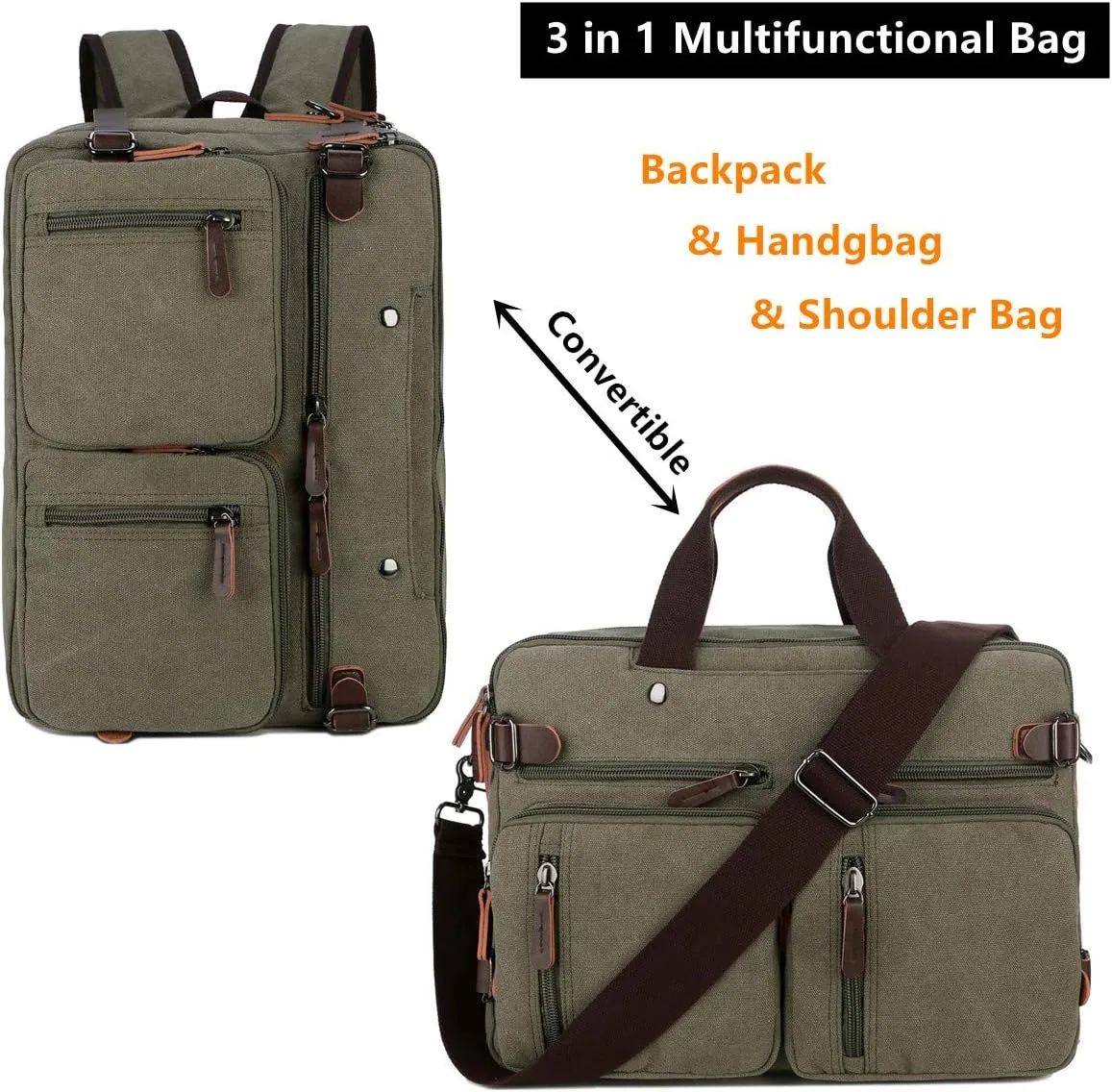 Baosha Convertible Briefcase Backpack 17 Inch Laptop Bag Case Business Briefcase HB-22