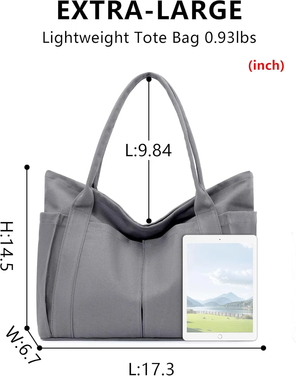 BAPHITY Large Canvas Tote Bag for Women With Pockets,Shoulder Bag Everyday Handbags for Work, Travel Essentials Carry On Bag