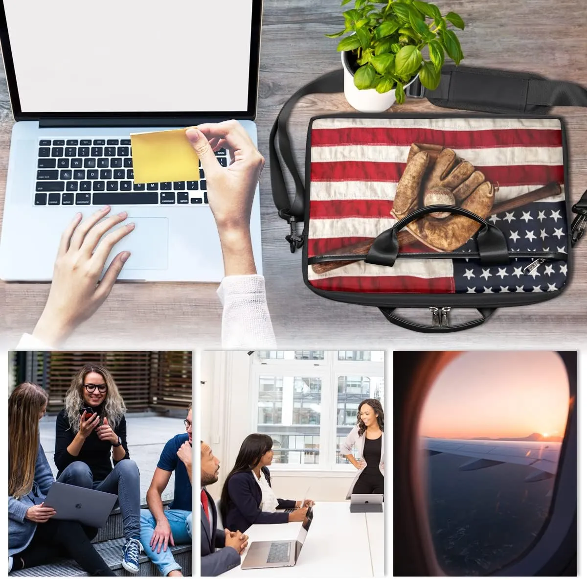Baseball Ball Print Laptop Shoulder Messenger Bag Waterproof Laptop Briefcase with Handle and Padded Strap Case Sleeve
