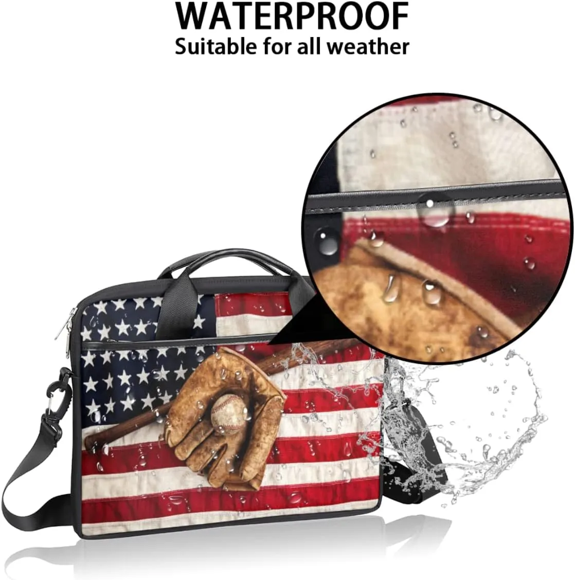 Baseball Ball Print Laptop Shoulder Messenger Bag Waterproof Laptop Briefcase with Handle and Padded Strap Case Sleeve