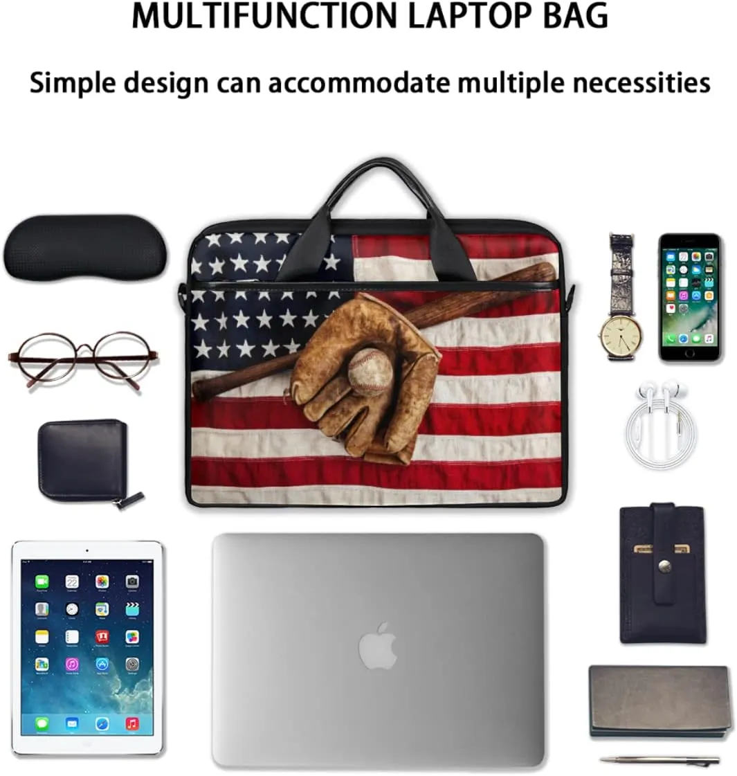 Baseball Ball Print Laptop Shoulder Messenger Bag Waterproof Laptop Briefcase with Handle and Padded Strap Case Sleeve