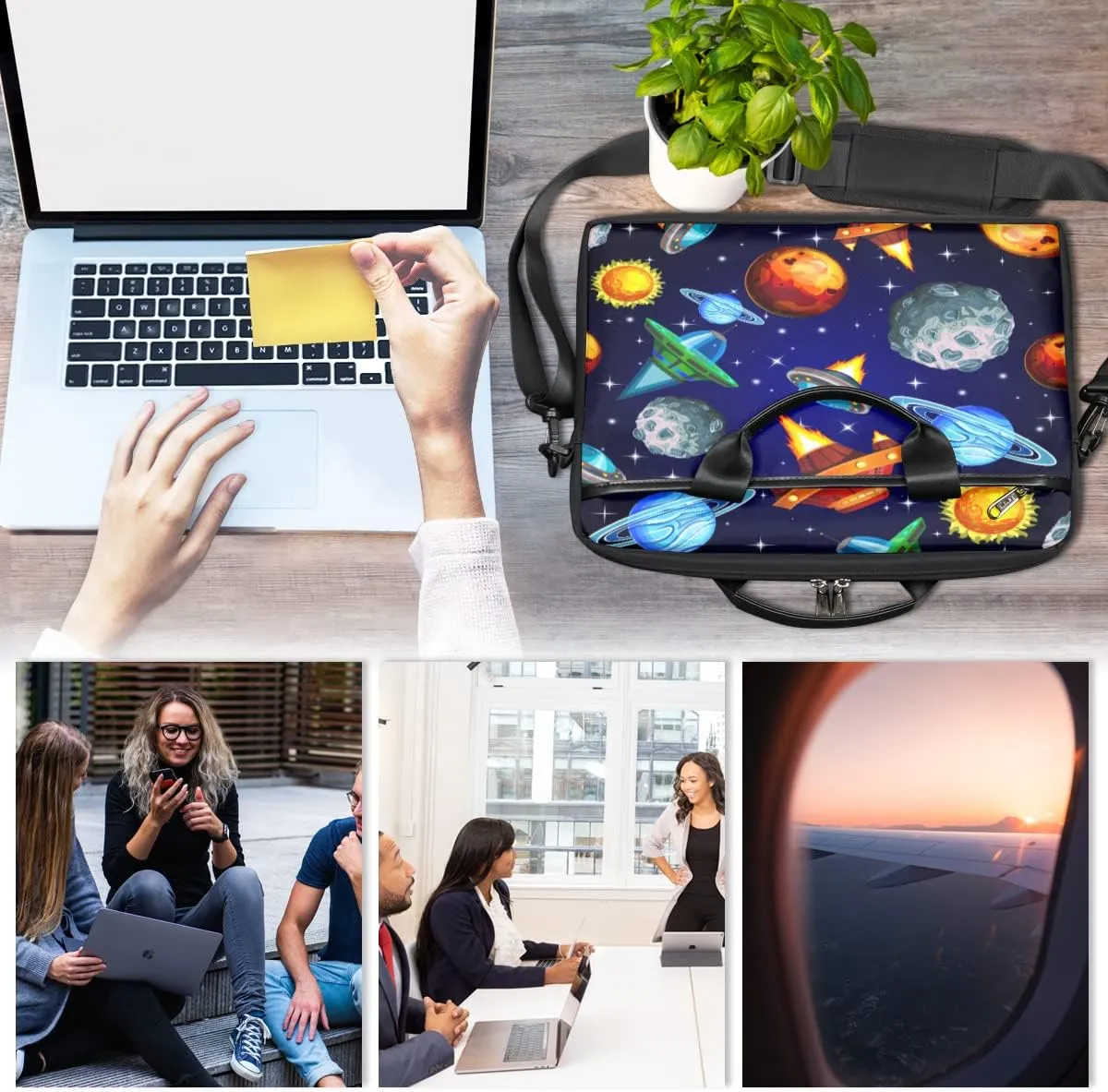 Baseball Ball Print Laptop Shoulder Messenger Bag Waterproof Laptop Briefcase with Handle and Padded Strap Case Sleeve