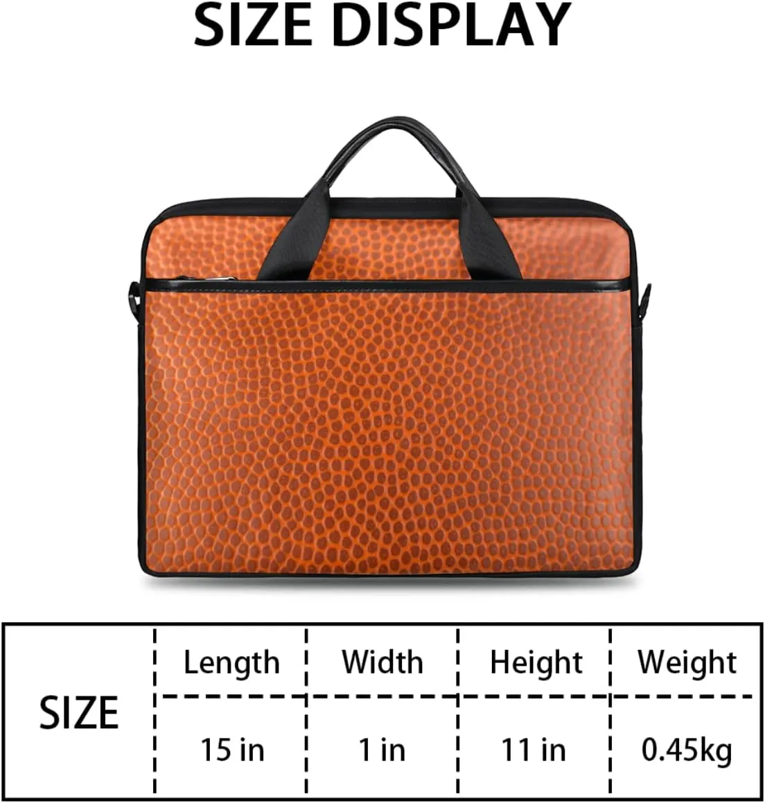 Basketball Texture Laptop Shoulder Messenger Bag Waterproof Laptop Briefcase Handle Padded Strap