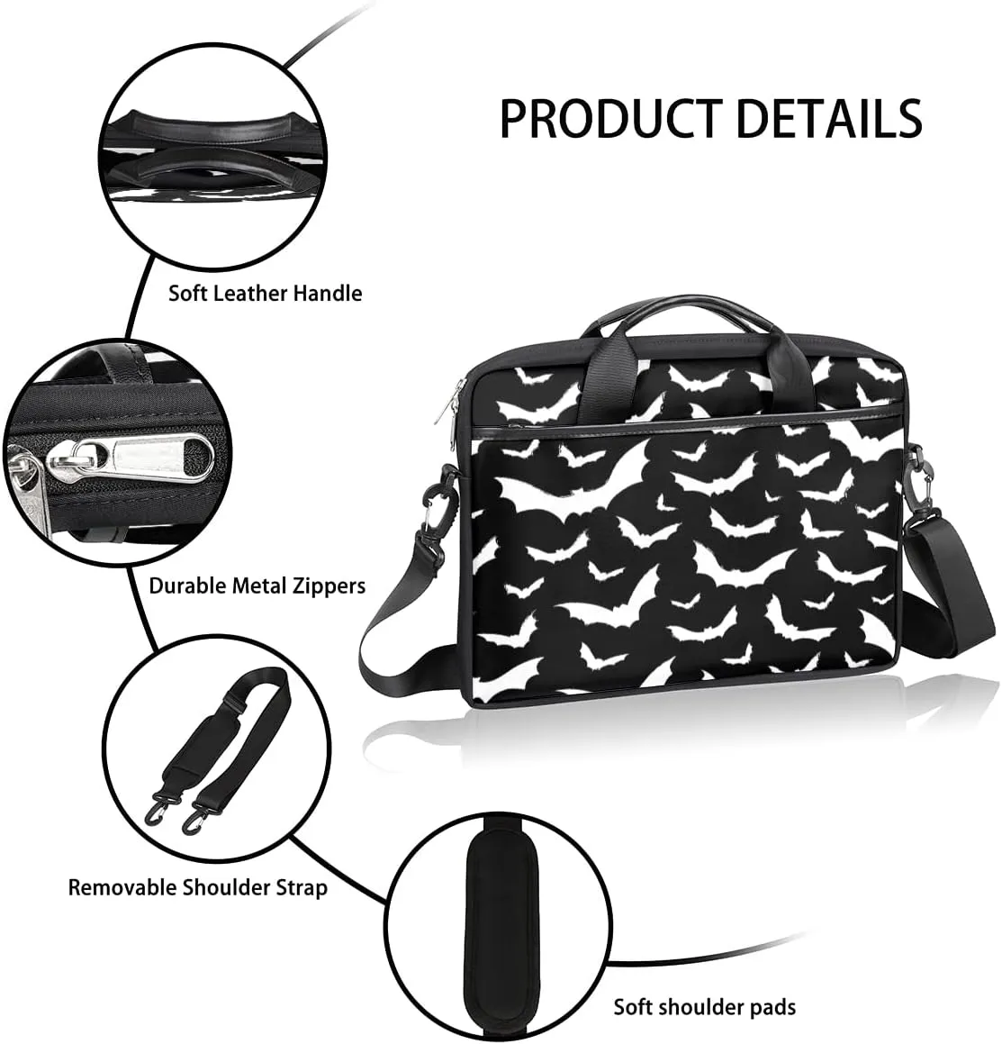 Basketball Texture Laptop Shoulder Messenger Bag Waterproof Laptop Briefcase Handle Padded Strap
