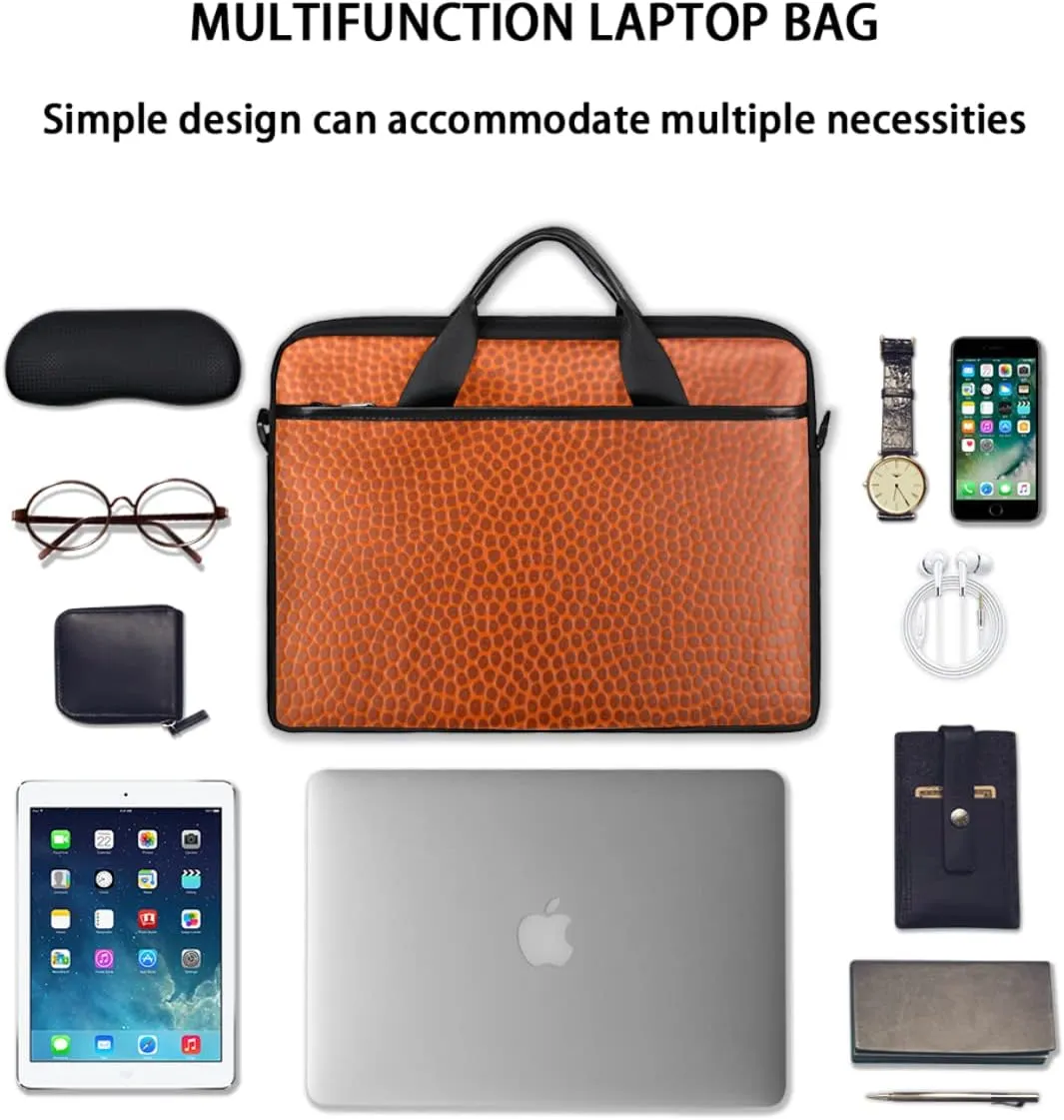 Basketball Texture Laptop Shoulder Messenger Bag Waterproof Laptop Briefcase Handle Padded Strap