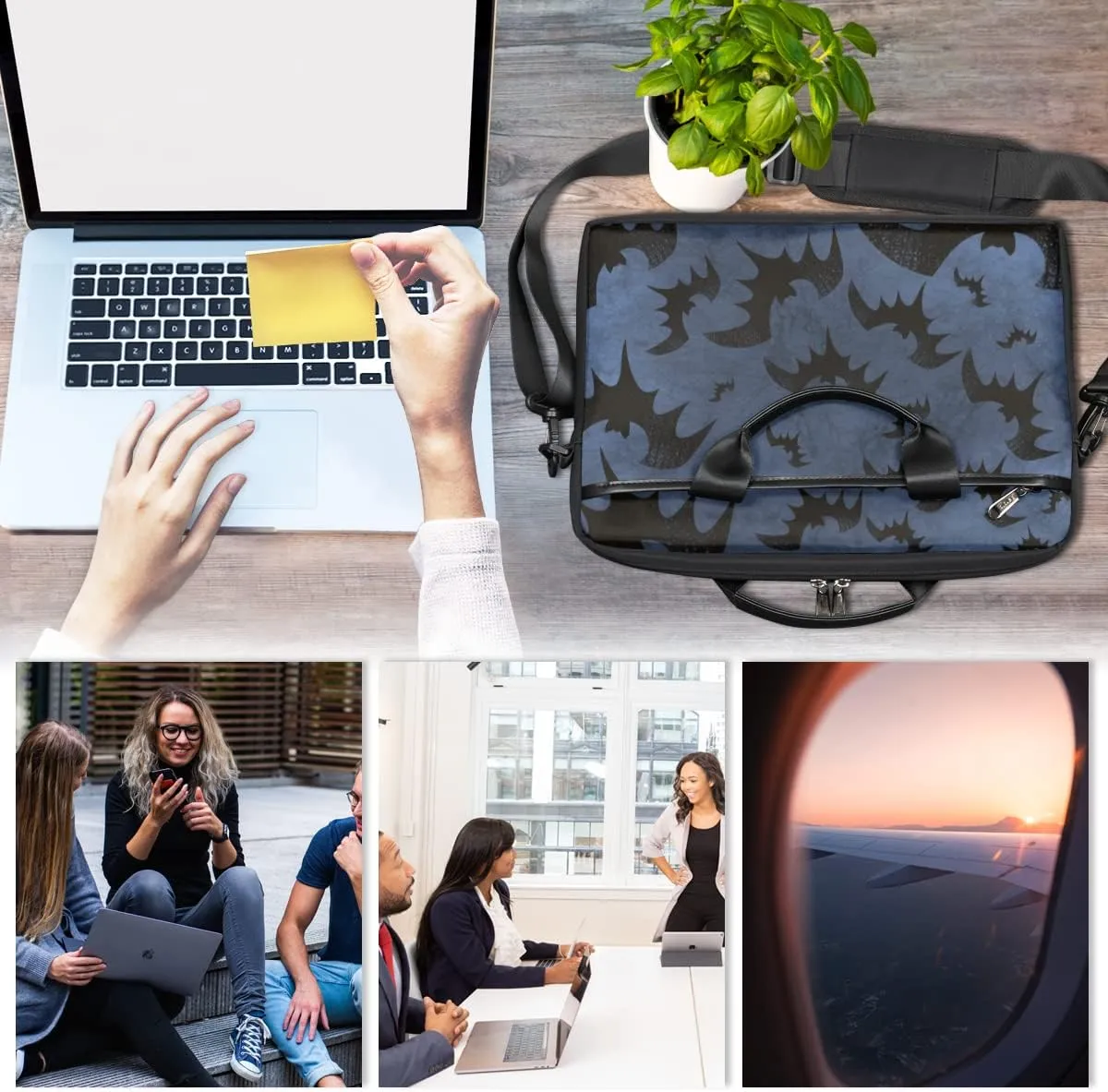 Basketball Texture Laptop Shoulder Messenger Bag Waterproof Laptop Briefcase Handle Padded Strap