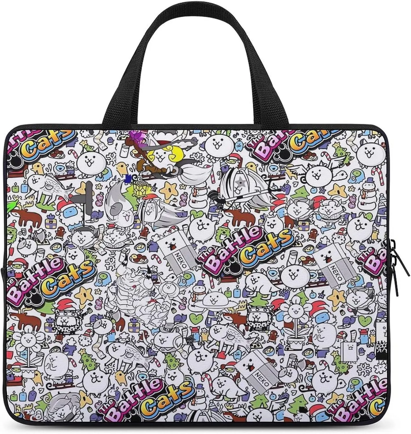 Battle-Cats Slim Laptop Bag - Lightweight And Water-Resistant Carrying Case with Handle