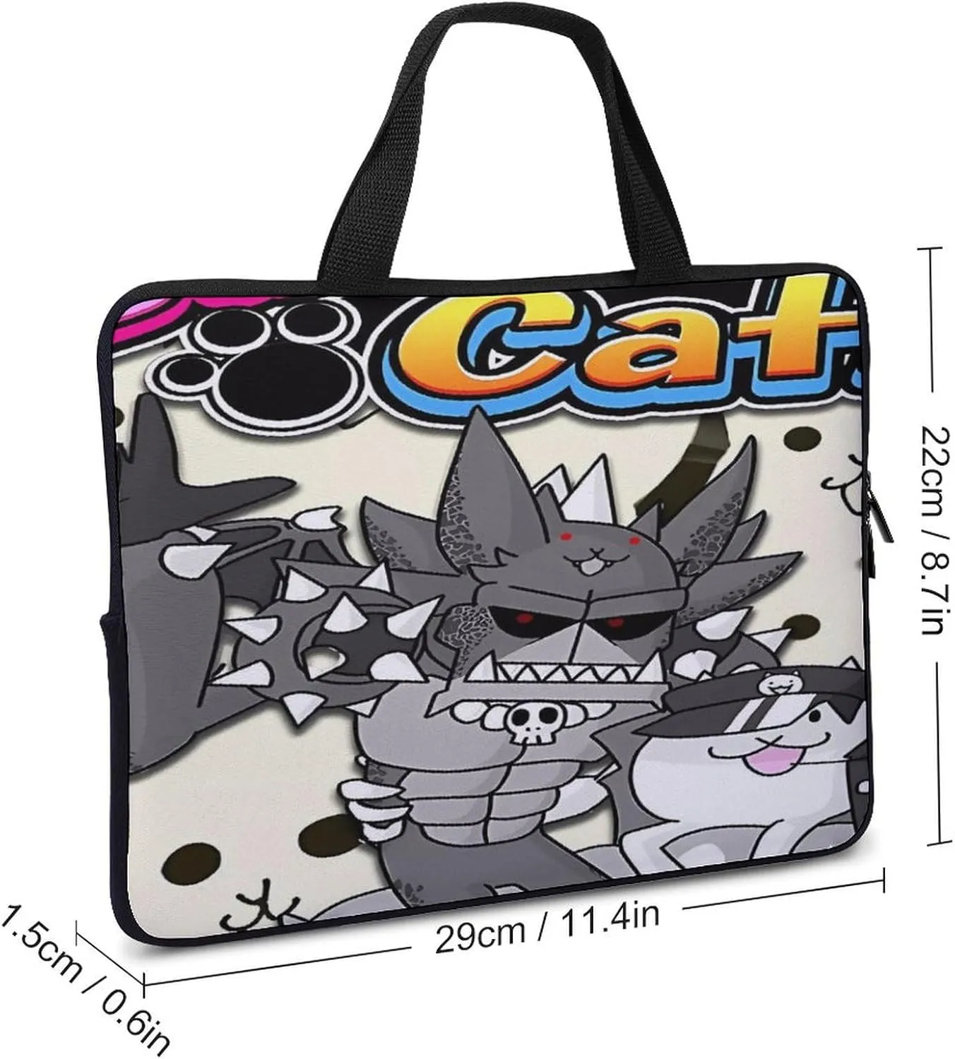 Battle-Cats Slim Laptop Bag - Lightweight And Water-Resistant Carrying Case with Handle