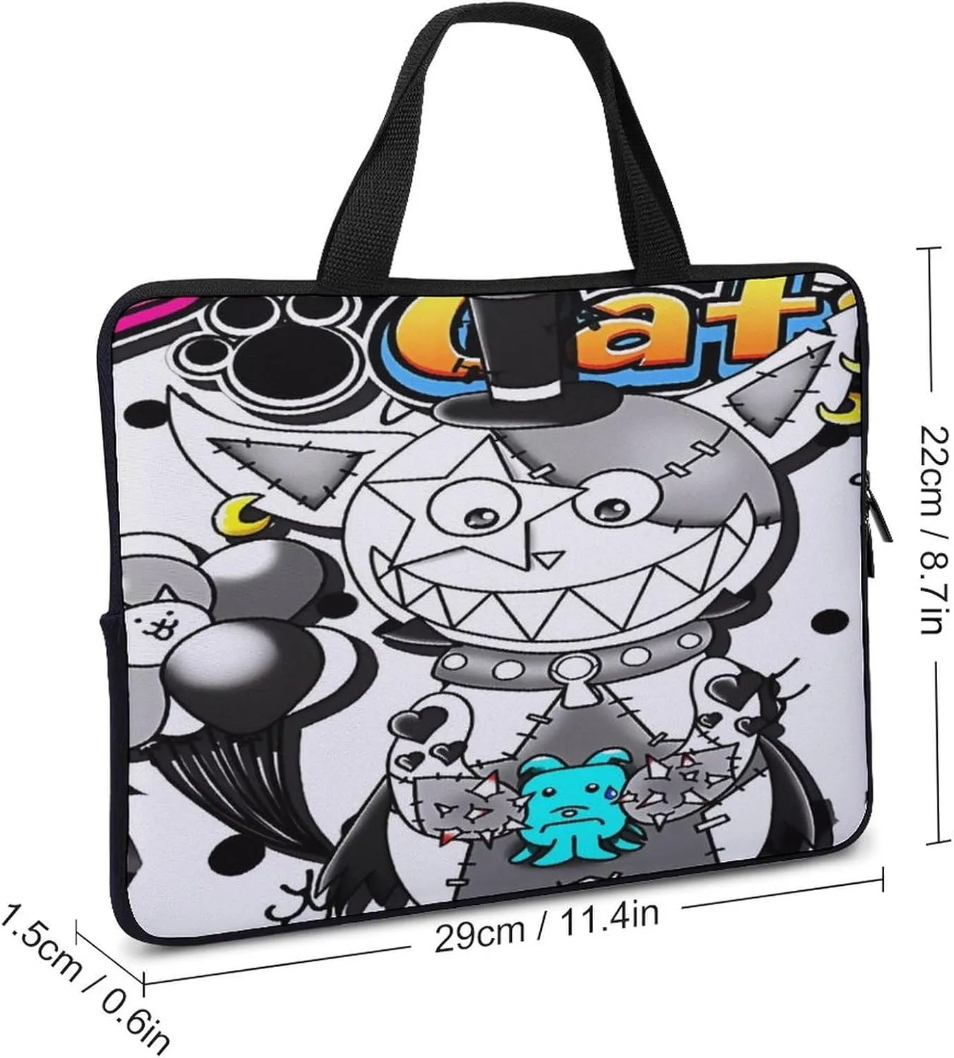Battle-Cats Slim Laptop Bag - Lightweight And Water-Resistant Carrying Case with Handle