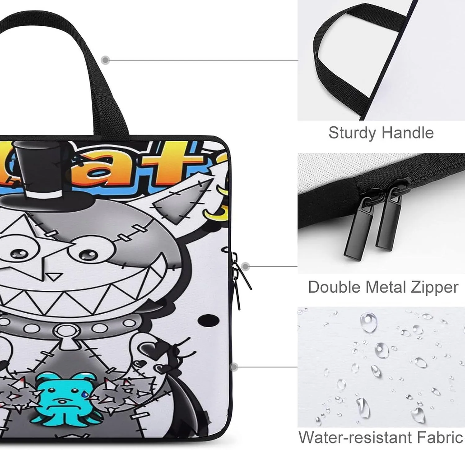 Battle-Cats Slim Laptop Bag - Lightweight And Water-Resistant Carrying Case with Handle