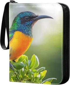 Beautiful Hummingbird Card Binder 4 Pocket Trading Card Album Fits 400 Sports/Game Cards, PU Cover 3 Ring Card Collection with 50 Removable Sleeves